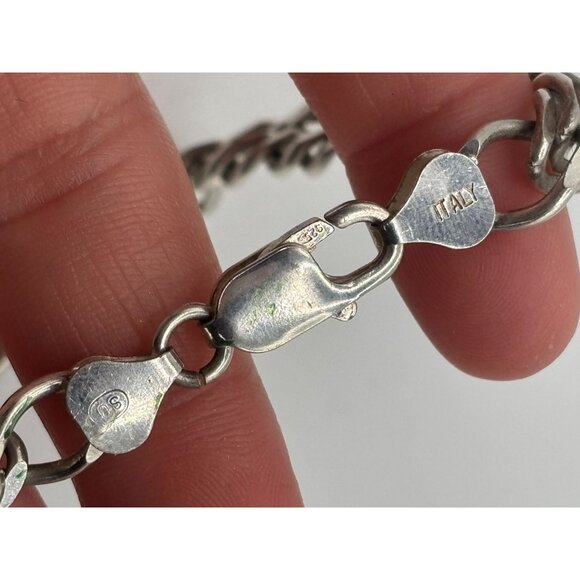 Italian 925 Sterling Silver Curb Chain Bracelet - Picture 7 of 7